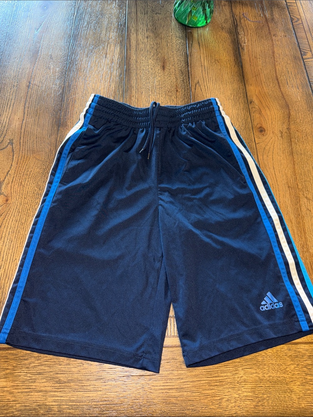 adidas Navy Shorts with Blue & White Side Stripes